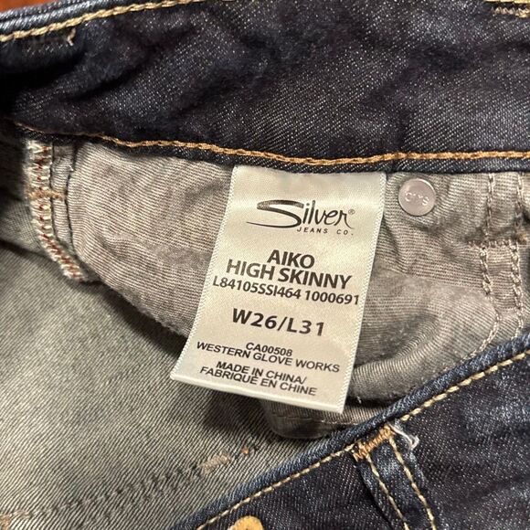 Silver Jeans Aiko High Skinny Blue Jeans Denim Size W26 L31 Medium Wash - Picture 7 of 9